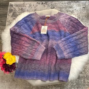 NEW! Plus Sz Purple Ombre Knit Scoop Neck Sweater